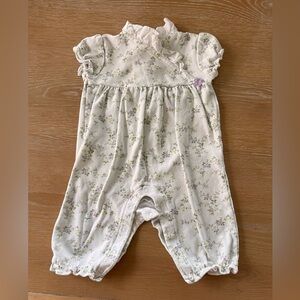 Janie & Jack 3-6 months floral romper ruffle purple & yellow